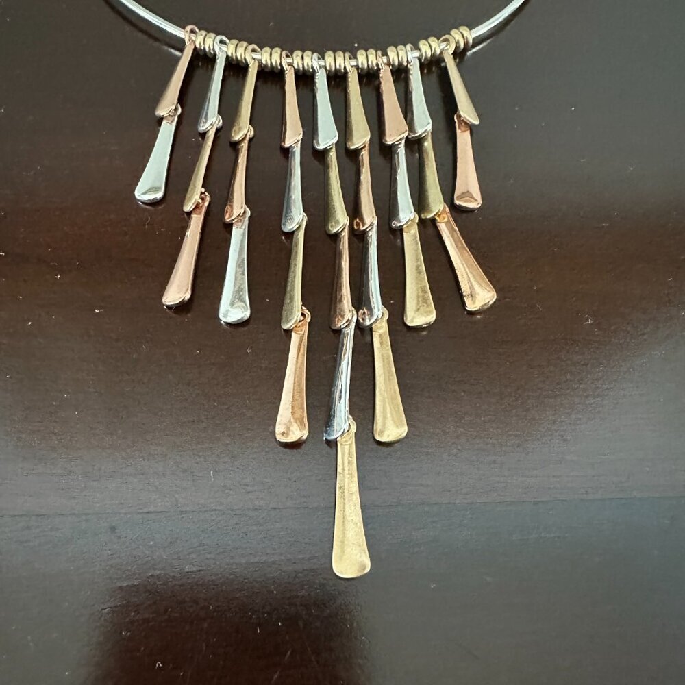 New Robert Lee Moris Soho Necklace With Multi Tone Dangling Cone Accents - Picture 2 of 14